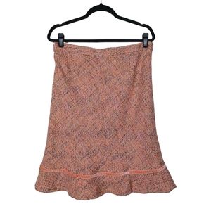 GAP Tweed Wool Blend Print A-Line Career Boho Pink Peach Skirt 10 Medium